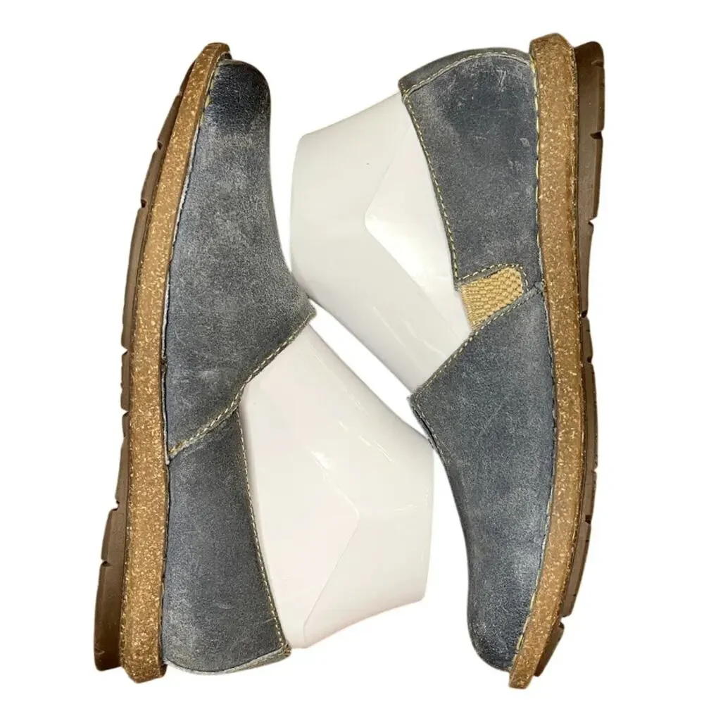 Born Tropi Flats Womens 8.5 M /40 Blue Suede Leather Slip On Comfort Shoes